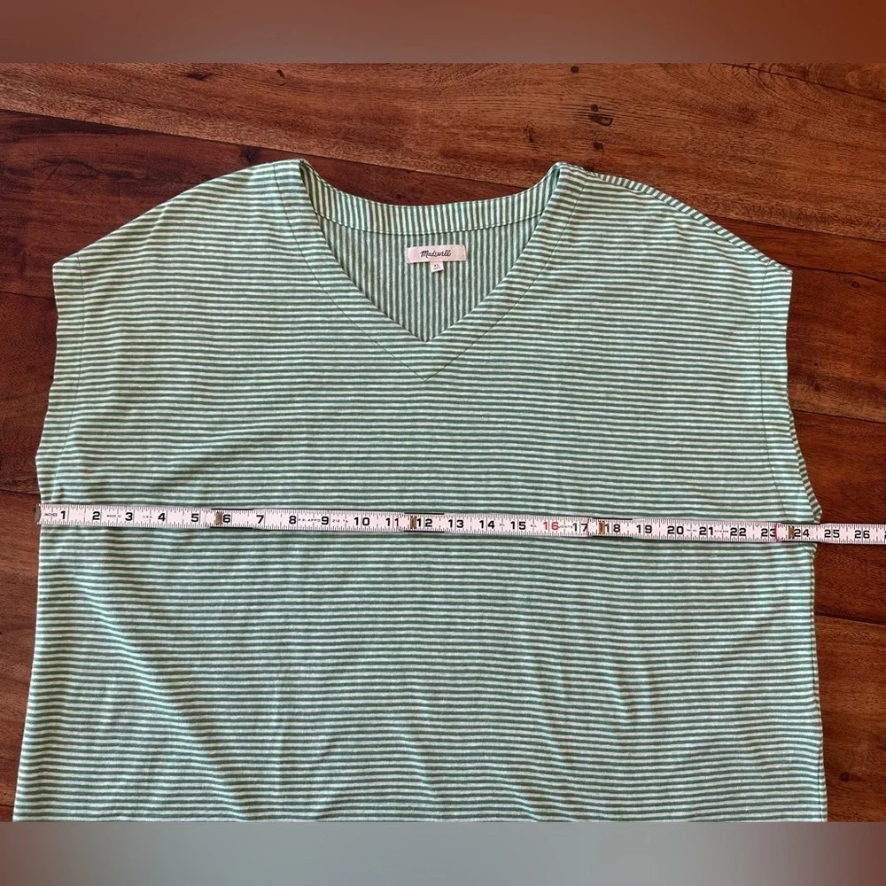 ☀️ MADEWELL Green Striped Relaxed V-Neck Tee - Picture 5 of 13